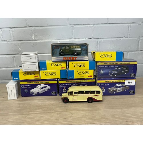586 - 4x Atlas Best of police cars, quantity of Century of cars, Corgi coach etc