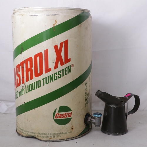 338 - Large Castrol XL oil container and a small oil pourer.