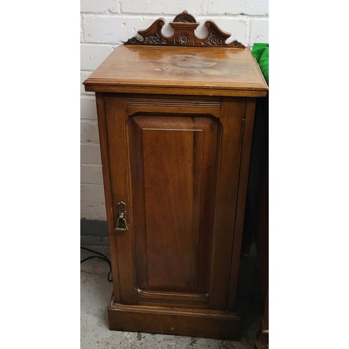 344 - Victorian sewing table, small Childs chair, satin walnut bedside cupboard, two tiered occasional tab... 