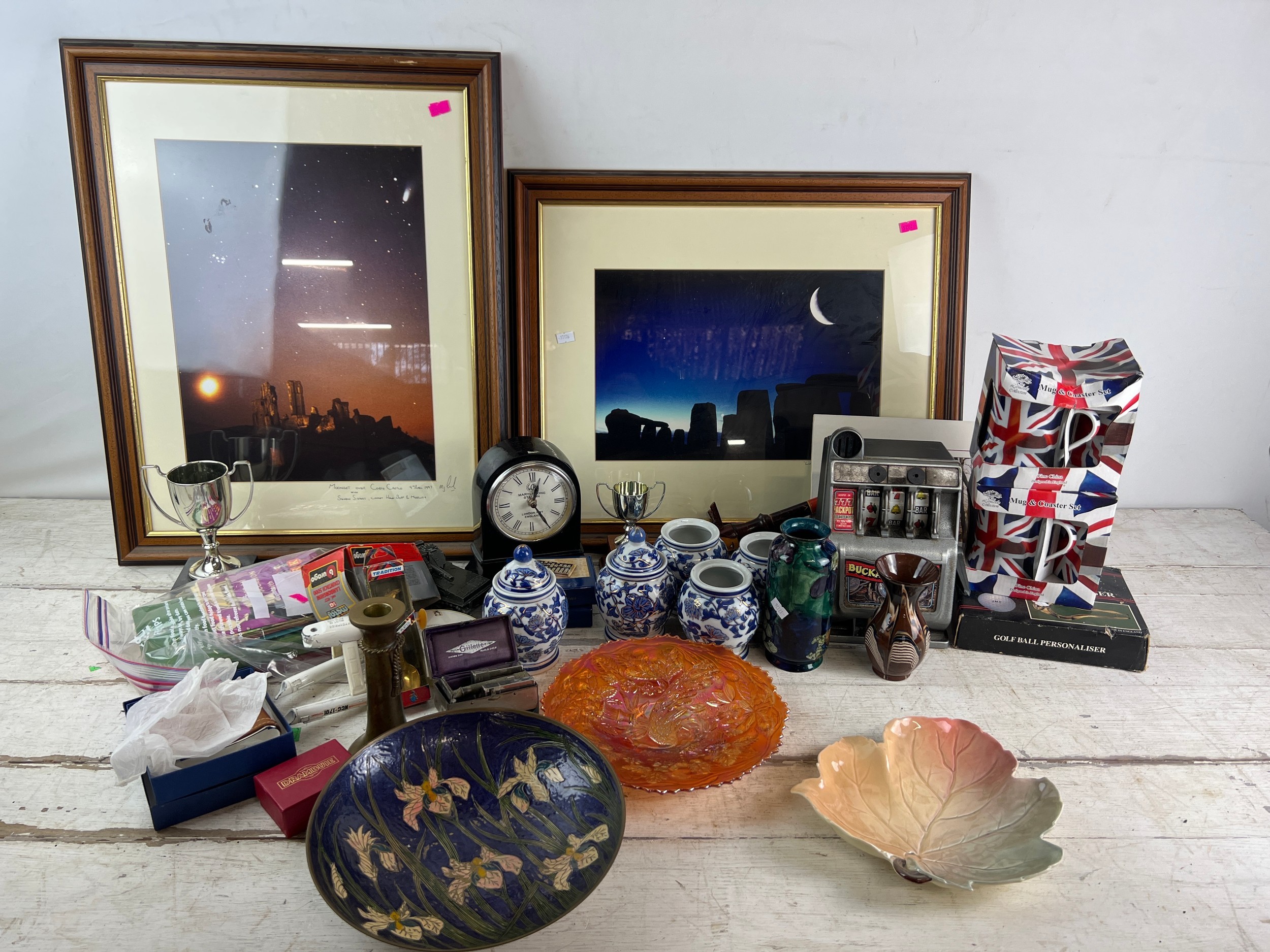 Assorted sundries to include ceramics, clocks, metalwares together with ...