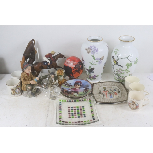 52 - Quantity of ceramic vases, figures to include Franklin Porcelain, Figure of man on horse, and other ... 