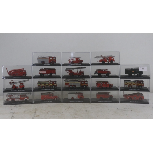 45 - 18 cased diecast fire engines