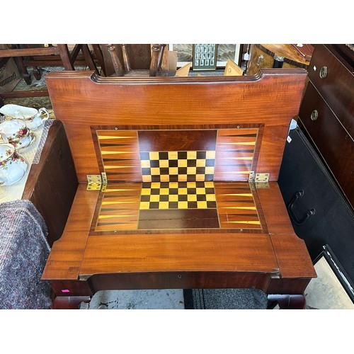 300 - Antique Mahogany triple fold over card . games table on cabriolet legs. ( one of the back legs looks... 