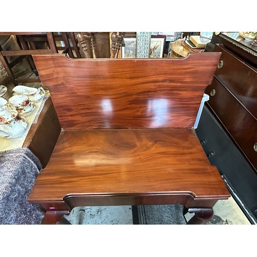 300 - Antique Mahogany triple fold over card . games table on cabriolet legs. ( one of the back legs looks... 
