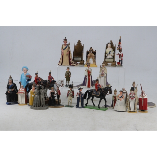 587 - A selection of hollow cast Coronation figures including Britains and others together with A selectio... 