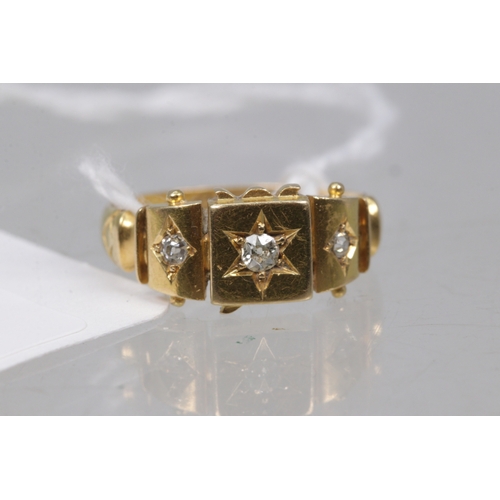 144 - 18ct gold square cut diamond claw set ring