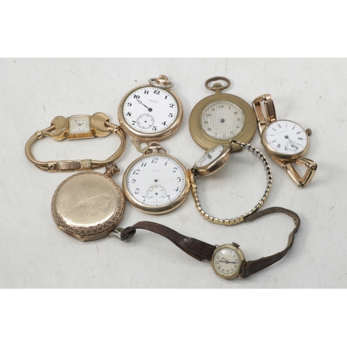 148 - A selection of gold tone, gold plated pocket watches and wristwatches