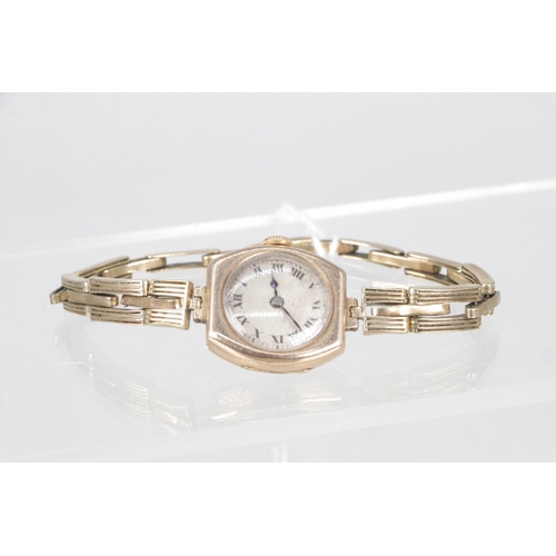 150 - A 9ct gold cased ladies cocktail watch with 9ct gold flexi strap (overall weight 20g)