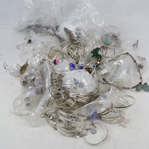 160 - A quantity of Alpaca silver tone bracelets, bangles and other jewellery