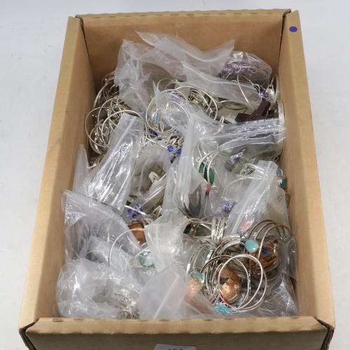 164 - A carton of assorted Alpaca silver tone jewellery including Bangles, bracelets,