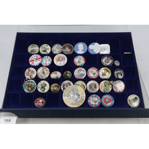 168 - Collection of Royal commemorative and coronation badges. Including examples for Edward VIII, Queen E... 