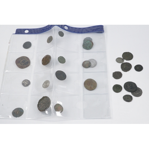 173 - Mixed group of Roman coins, mainly 3rd–4th century AD, including various AE denominations and one sm... 