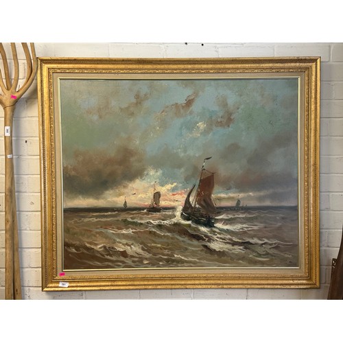 381 - A large oil on canvas by Van Dongen entitled 'The Setting Sun' with original receipts from 1990 (pic... 