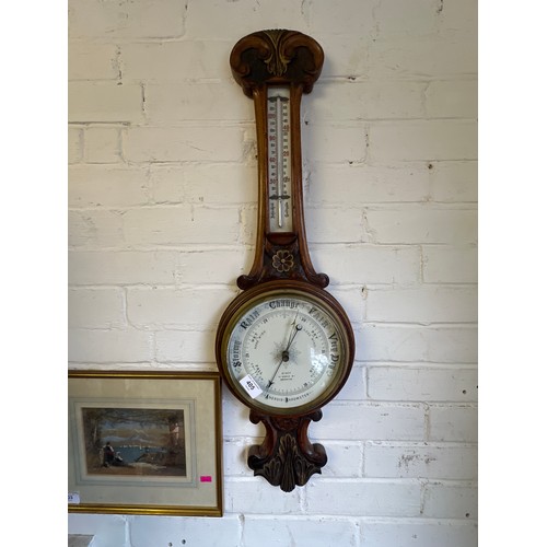 405 - A antique wall barometer and thermometer by Dixey, Brighton