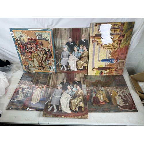 269 - A collection of finished commemorative Royal interest puzzles various ages and includes card and woo... 