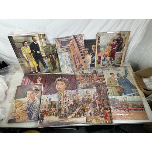269 - A collection of finished commemorative Royal interest puzzles various ages and includes card and woo... 
