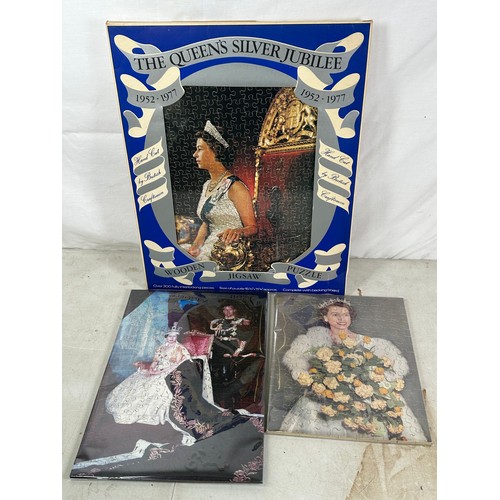 269 - A collection of finished commemorative Royal interest puzzles various ages and includes card and woo... 