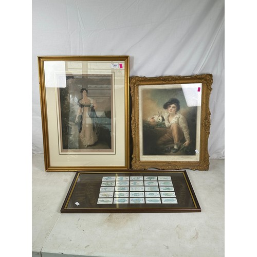 292 - Still life watercolour dated 1907 with another similar, framed Wills Cigarette cards and a framed Hi... 