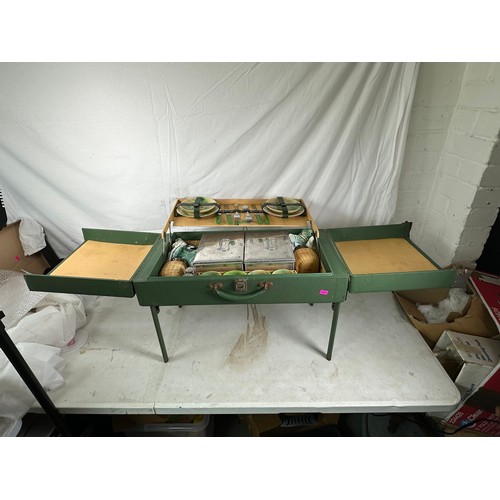 299 - Vintage Wye Valley Garrison picnic set, opens up and with two tiers and pop out legs to become a tab... 