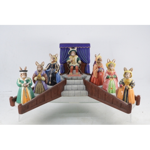 296 - Royal Doulton Bunnykins 'Tudor Collection' complete set Henry VIII and his six wives Catherine of Ar... 