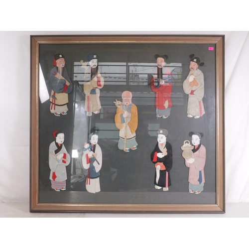 356 - Framed oriental silk figures