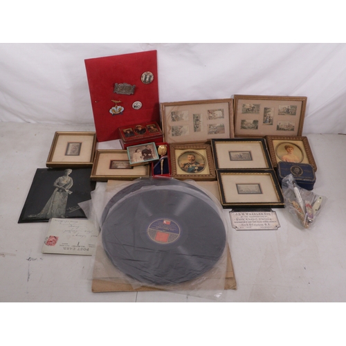 378 - Royal Interest, vintage tins, small quantity of badges, Royal Wedding Princess Elizabeth and Prince ... 