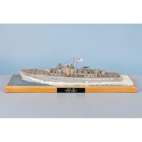 11 - Bespoke scratch built M.T.B  735 fairmile class D Boat, on plinth base with acrylic display cover. O... 
