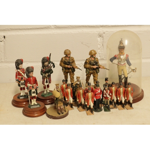 241 - Three Piper craft hollow cast soldiers, Two larger English soldiers Royal Irish Rifles. selection of... 