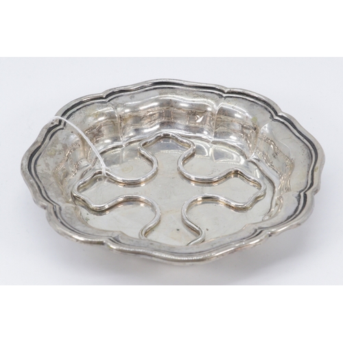 273B - Continental 800 grade Danish silver dish and together with a Christofle plated wirework coaster (sil... 