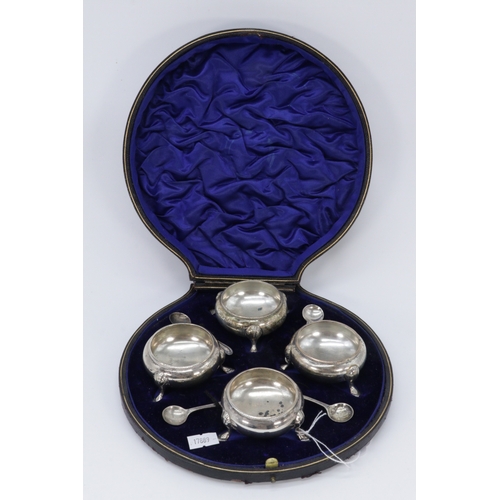 279 - Cased set of four silver salts and spoons (overall approx. weight 207g)