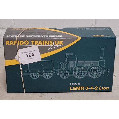 164 - A boxed Rapido Trains UK 00 guage locomotive L&MR 0-4-2 Lion, Liverpool & Manchester Lion 1930's con... 