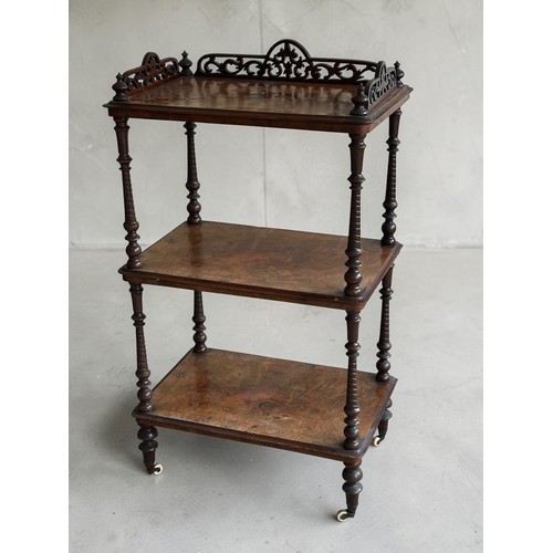 24 - Victorian walnut three tier wot-not