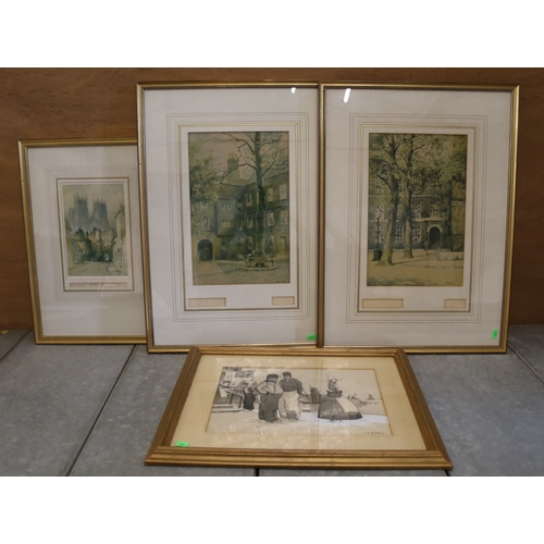 37 - Assorted framed pictures to include Staple Inn London signed F. Rolson (11)