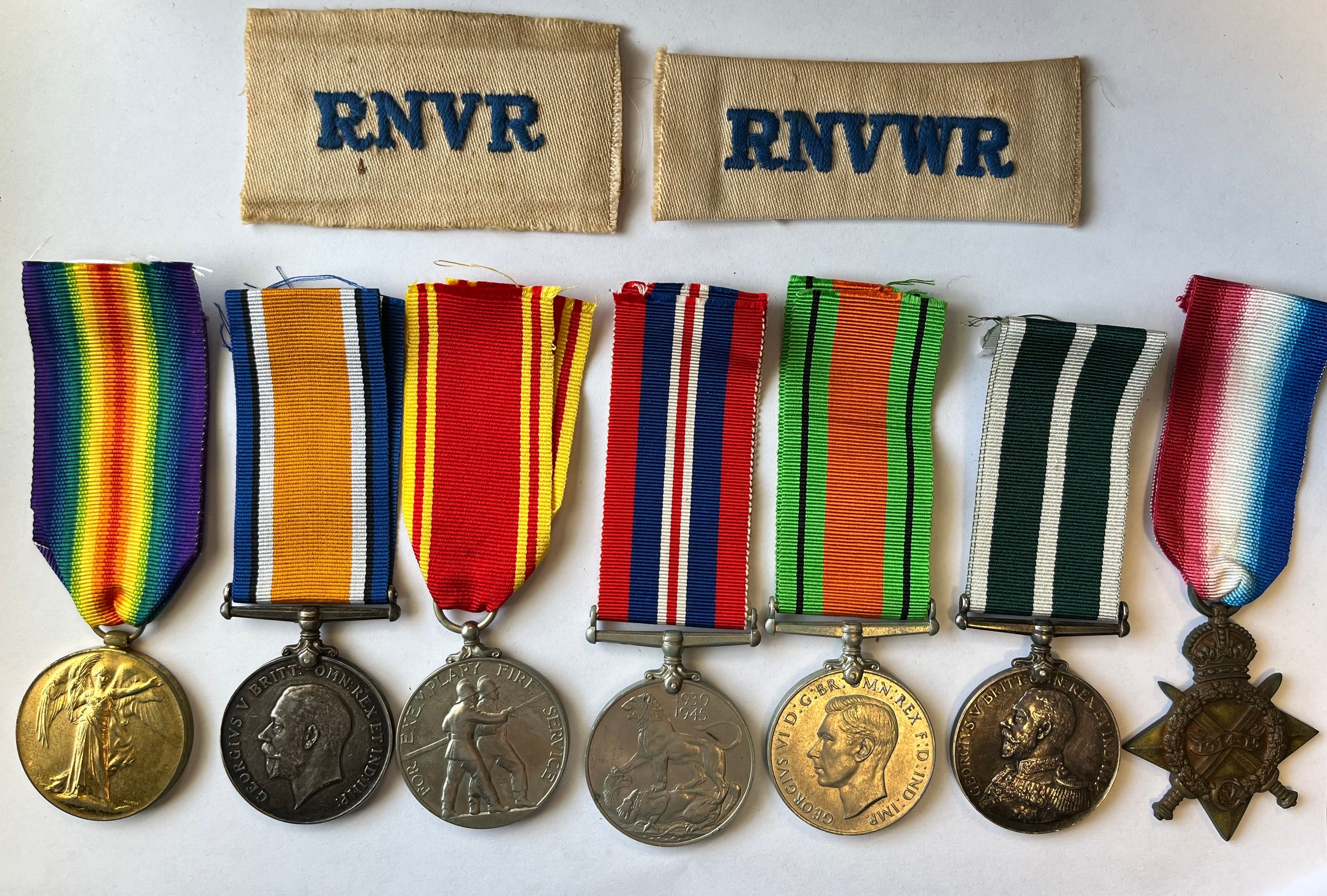 Naval / Family interest - Four WW I medals to include, 1914-15 Star ...