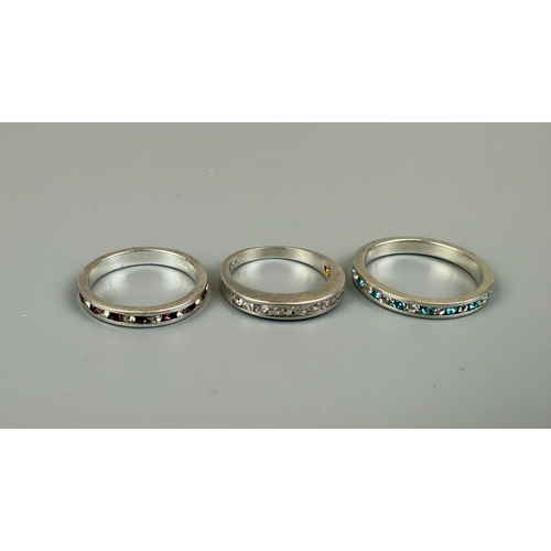 11 - 3 silver stone set eternity rings