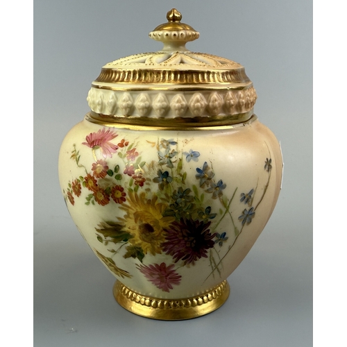 118 - Antique Royal Worcester hand painted blush ivory potpourri - Approx. H14cm