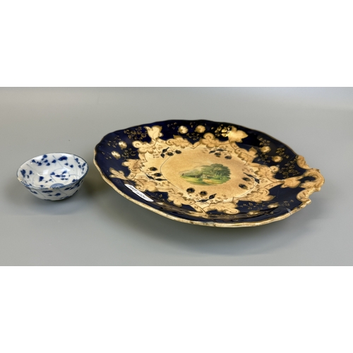 160 - Antique plate & chinese bowl with old repairs