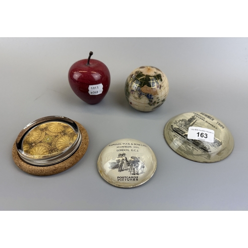 163 - Collection of paperweights to include semi precious gem stone globe weight