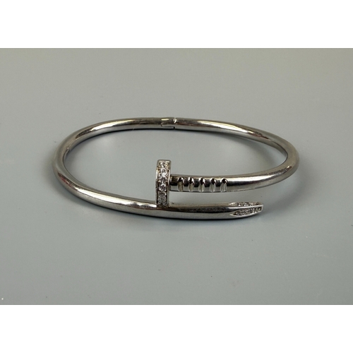 17 - Silver stone set nail bangle