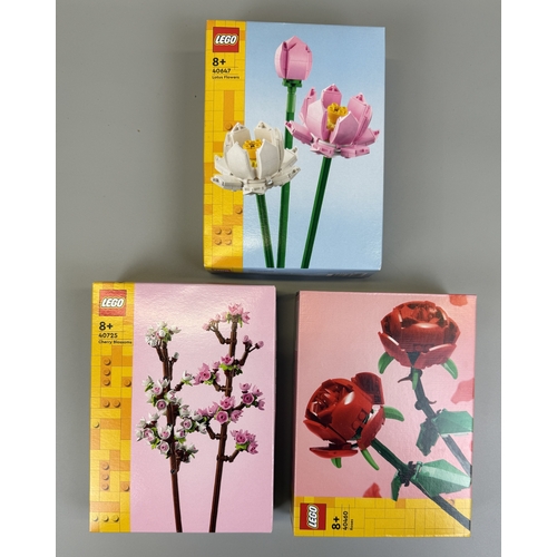 202 - 3 unopened lego sets 40725 cherry blossoms, 40460 roses & 40647 lotus flowers