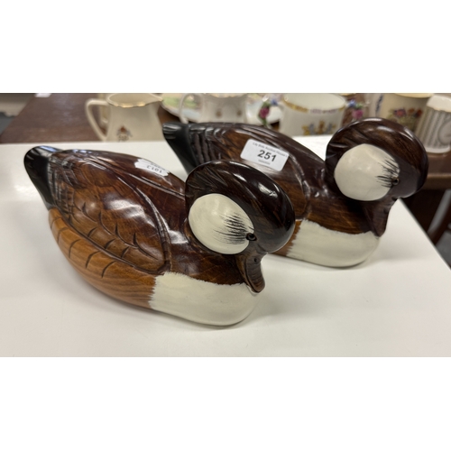 251 - Pair of carved wooden ducks