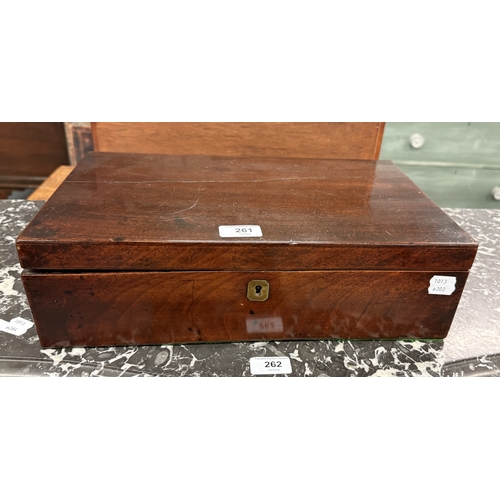 261 - Antique mahogany writing slope