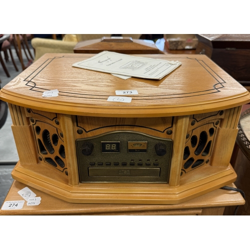 273 - Phonograph A/FM radio cassette and CD player - Approx. W45cm H20cm D34cm