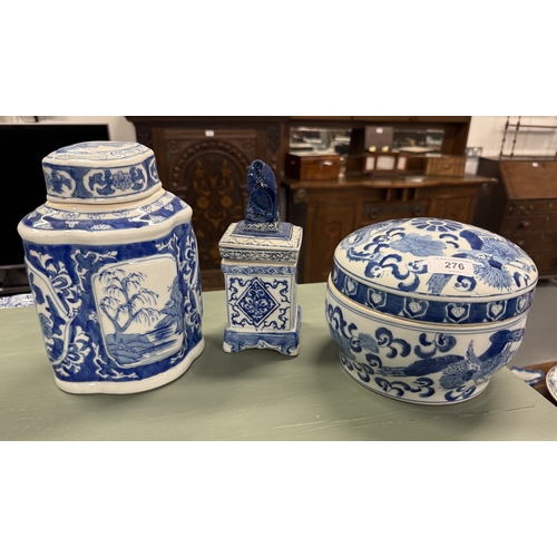 276 - Collection of oriental blue & white china