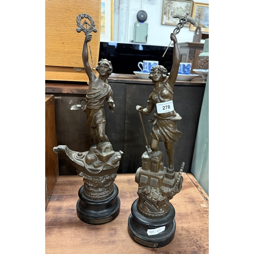 278 - Pair of antique French spelter figures