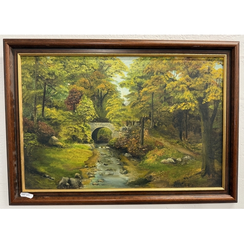 297 - Oil on Board Forest Scene - Approx. IS W60cm H39cm