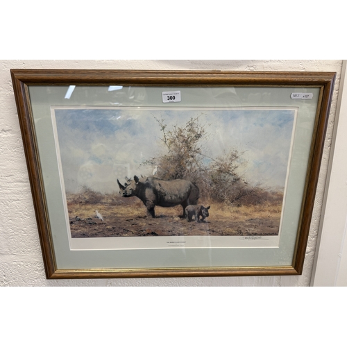 300 - Signed L/E Print by David Shepherd - The rhino's last stand - Approx. IS W51cm H34cm