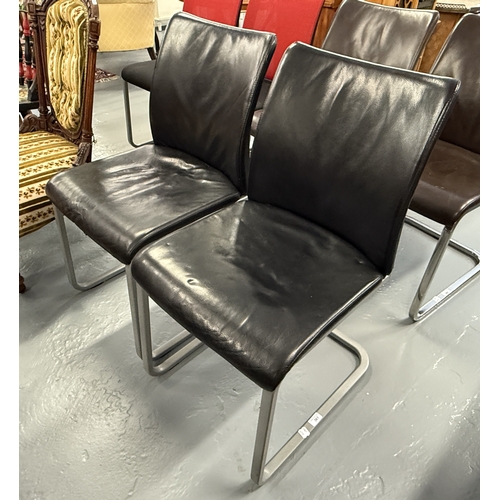 361 - 2 contemporary leather seated chairs