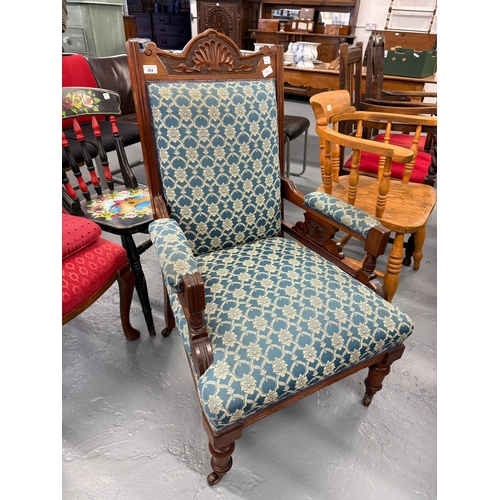 364 - Carved and upholstered armchair