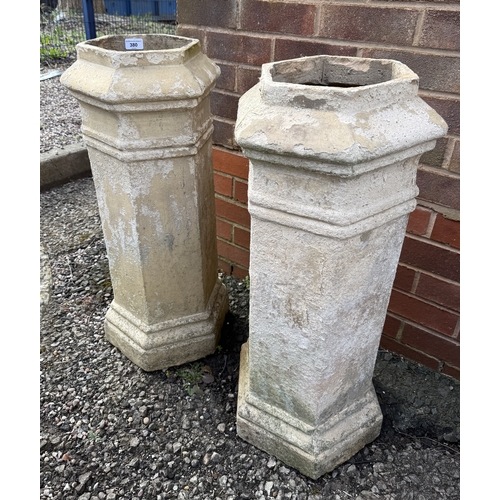 380 - Pair of hexagonal chimney pots Approx. H76cm